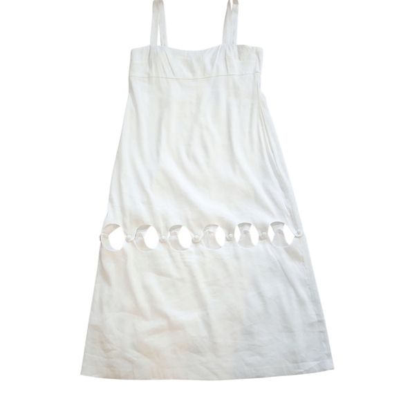 Antonio Melani Linen Blend Square Neck Sleeveless Cut Out Sheath Midi Dress - Picture 3 of 7